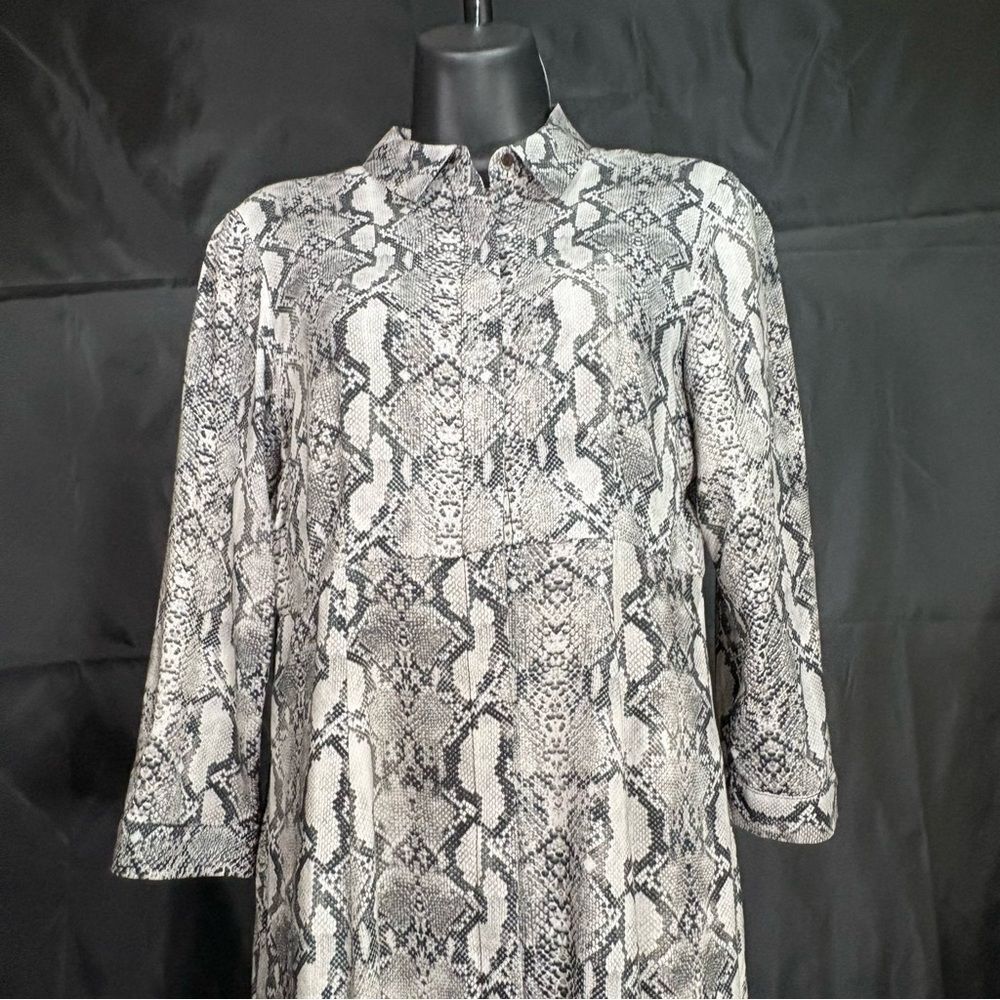 Zara Black and Gray Snake Print Long Sleeve Dress S - Picture 4 of 11